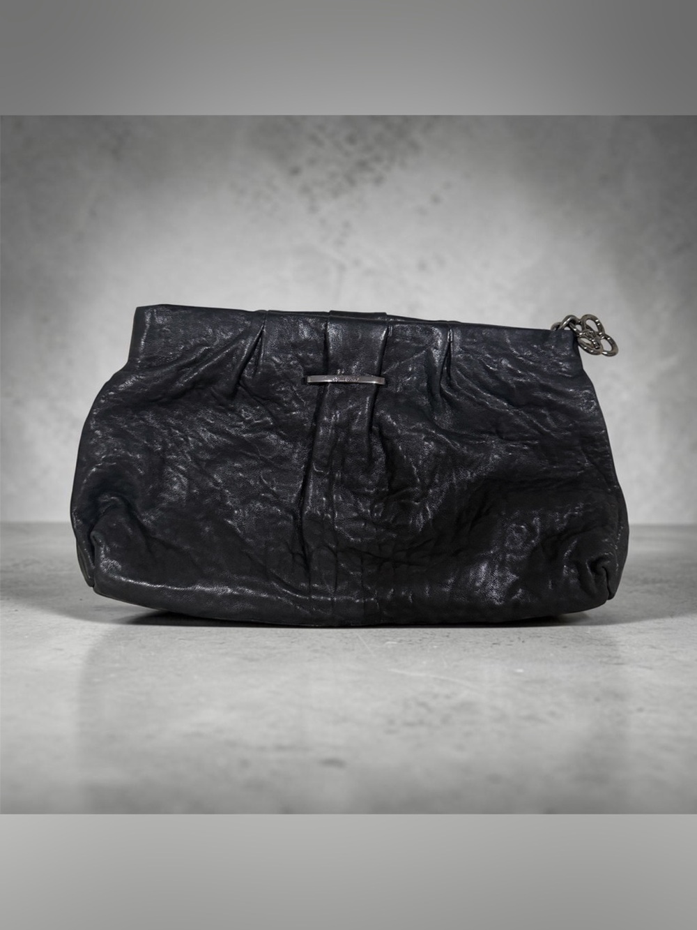 Stella & Dot La Coco Lambskin Leather Clutch in black